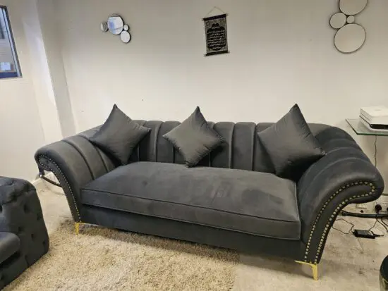 LISF 3 Seater Sofa in Dark Grey Velvet