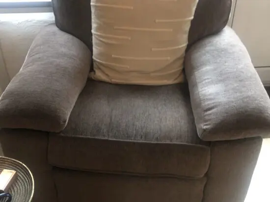 Only 2 months old, bought from fe and it is a 2seater sifa and a armchair, the dynasty range , it is stain guarded and I purchased the cleaning pack.