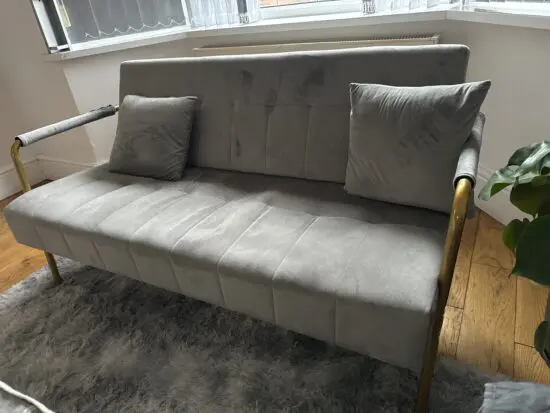Grey sofa velvet fabric