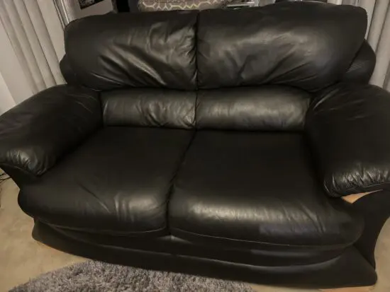 SCS Black Italian leather 2 seater sofa