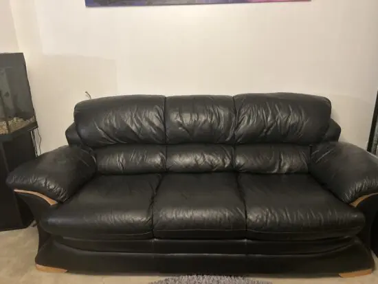 SCS black Italian leather 3seater sofa