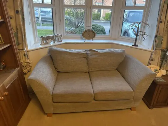 Dfs light blue sofa x2 one is a sofa bed and only been slept on once, double mattress