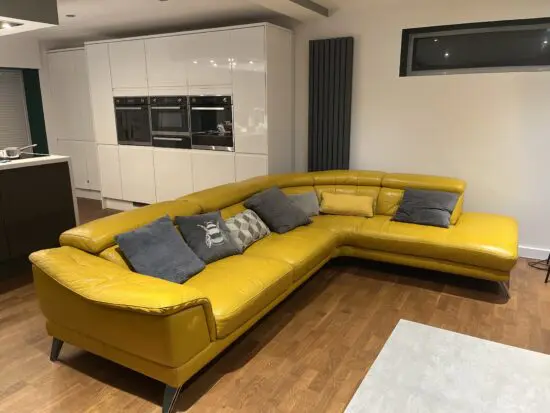 Sofology Vittorio leather curved corner sofa