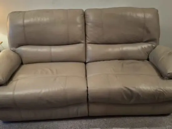 Grey leather electric recliner 3 & 2 seat sofa