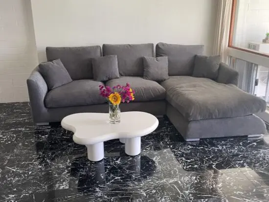 L-Shaped Dark Grey Sectional Corner Sofa For Sale