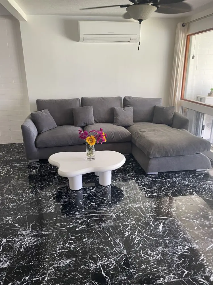 L-Shaped Dark Grey Sectional Corner Sofa For Sale