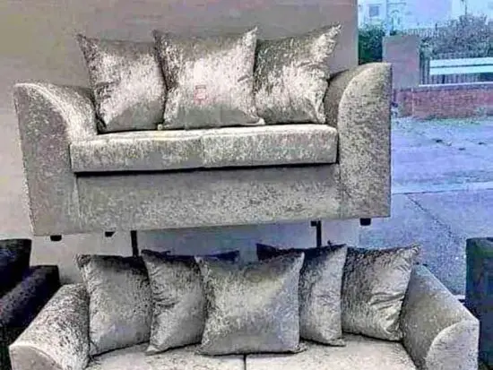 Silver Crush velvet 3+2 Seater Sofa Set