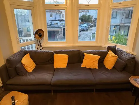 IKEA Soderhamn 3-seat sofa and chair in Samsta Dark (dark grey)