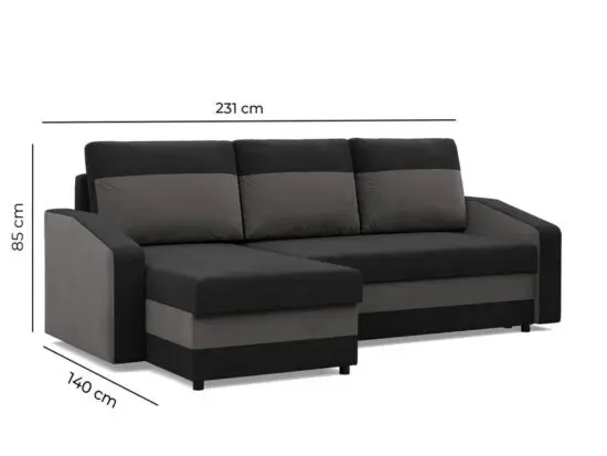 Corner Sofa Bed with Storage Pull-Out Guest Bed Reversible Side