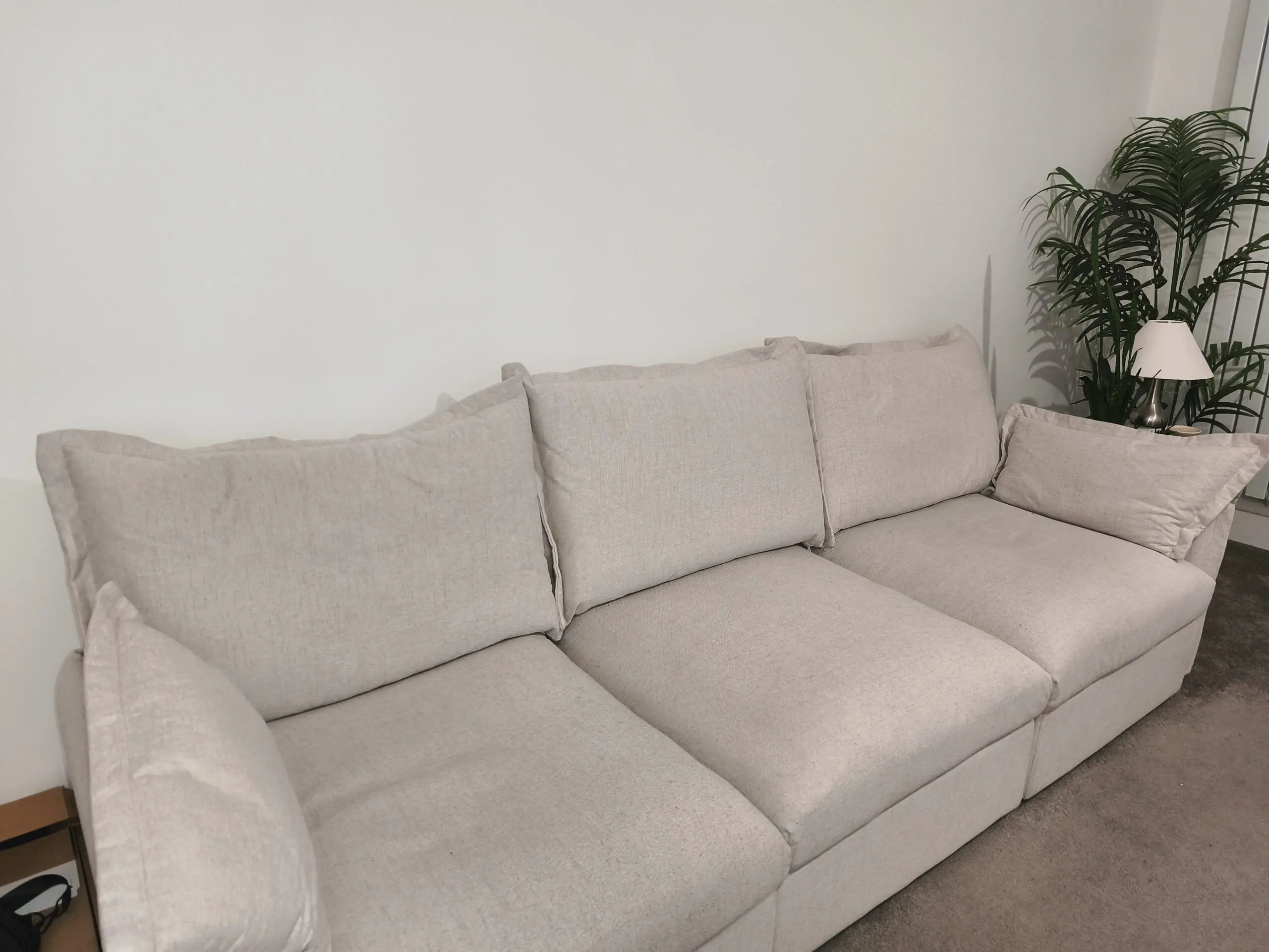 Daals Byron Pillow Edge Beige Fabric Modular Sofa, 3-Seater