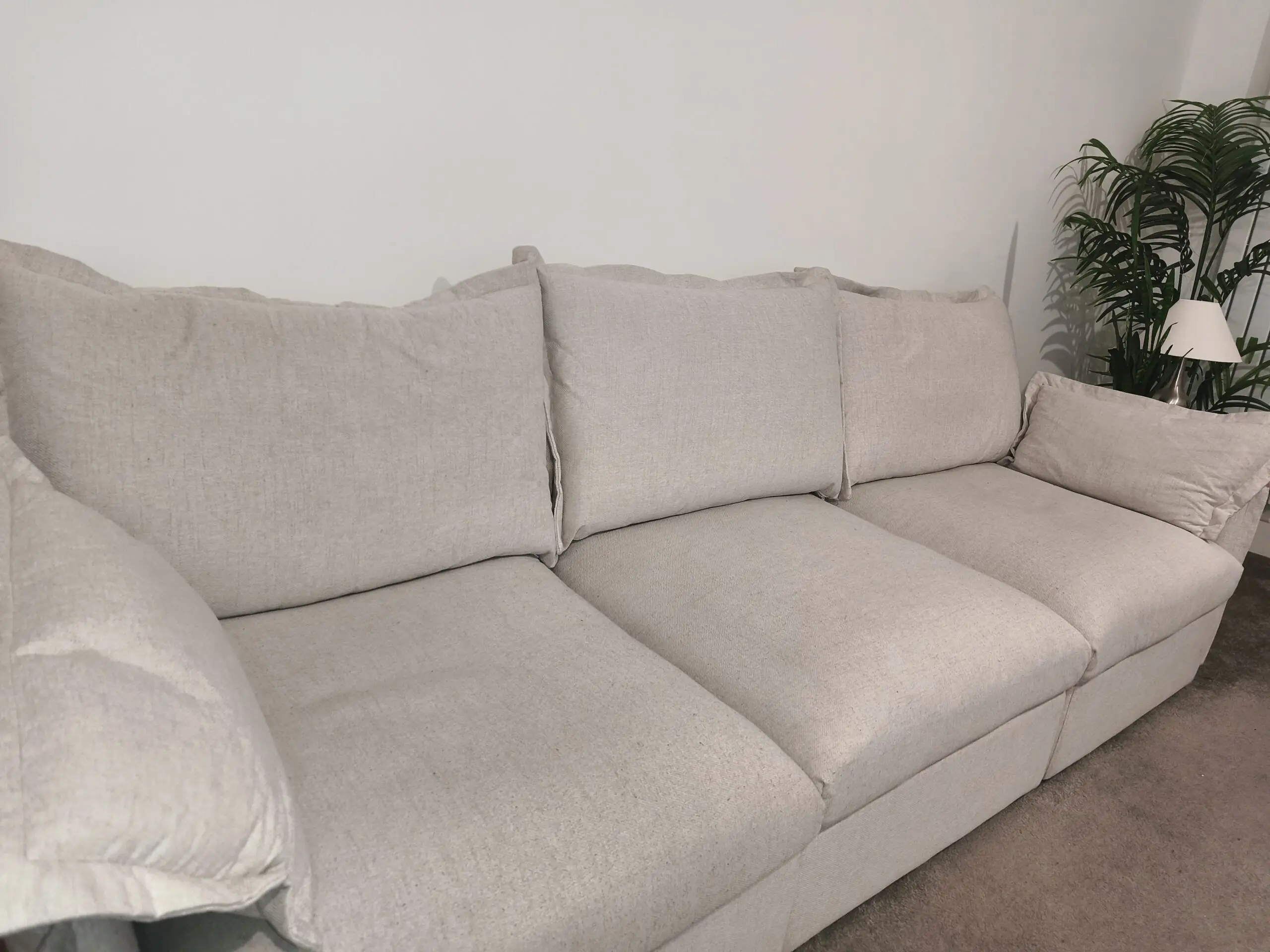 Daals Byron Pillow Edge Beige Fabric Modular Sofa, 3-Seater