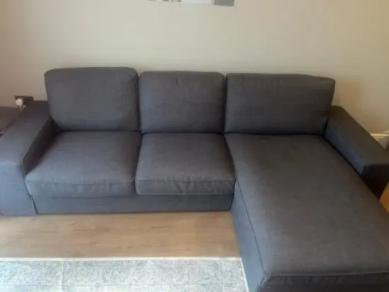 IKEA KIVIK 3-Seat Sofa with Chaise Longue Grey