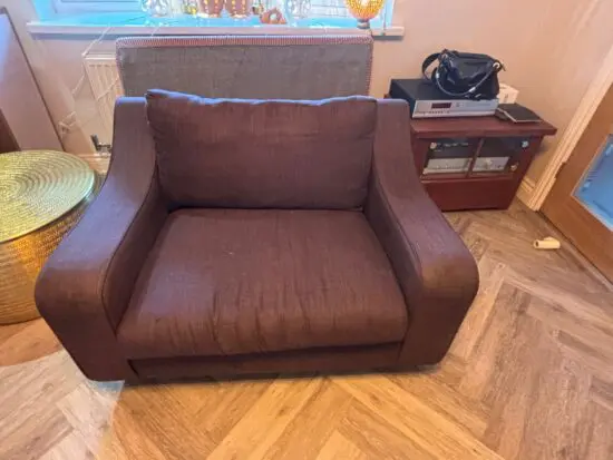 M&S Conran Loveseat upholstered in Plum Linen