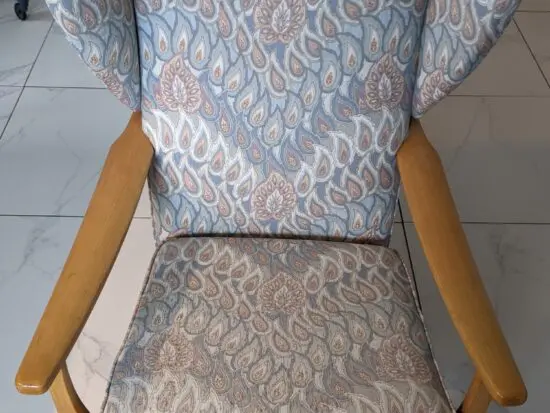 Parker Knoll wingback chairs - grey patterned