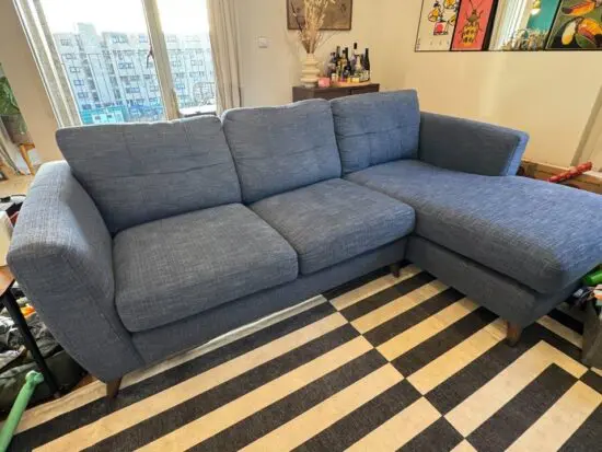 Blue Chaise 3 seater sofa