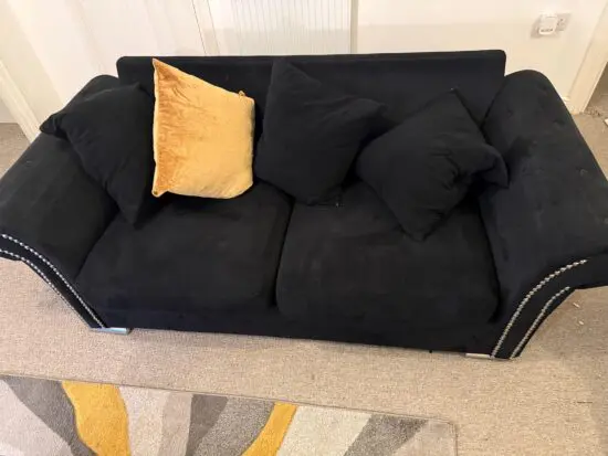 Black velvet 3 seater and 2 seater sofa