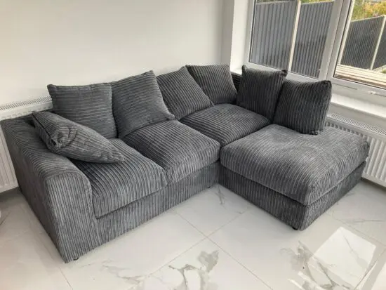 Grey 4 seater L Shape Corner Sofa With All Scatter Back Cushions Cash On Deivery + Free Home Deivery ( W h a t ' s --> a p p 📲 07 49 41 42 80 2 )