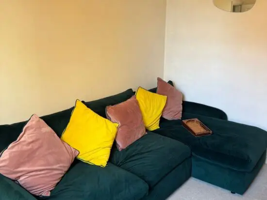 Large Velvet Green Snug Sofa