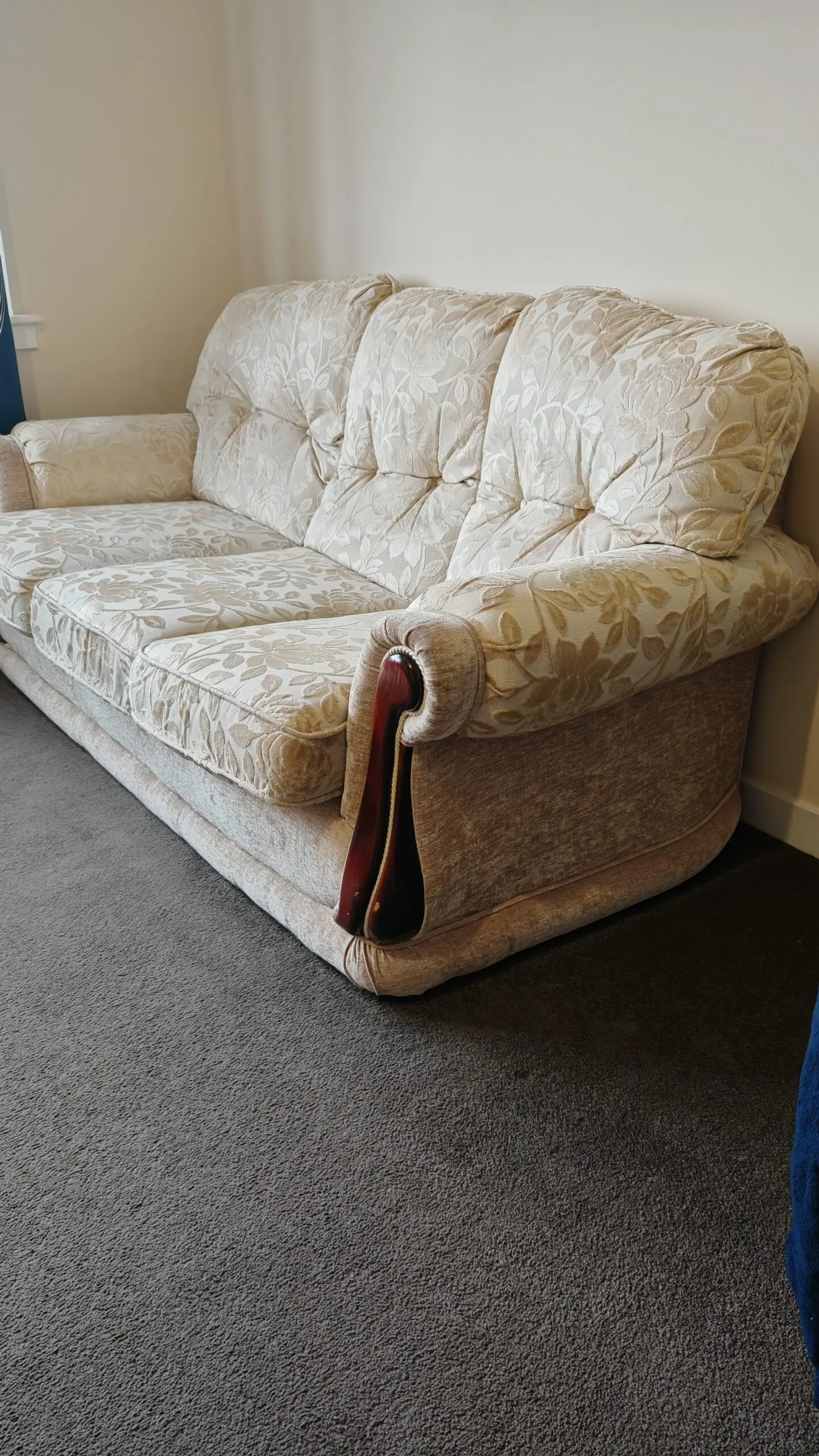 Beige/oatmeal 3-Seater Fabric Sofa – Good Condition