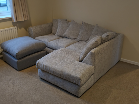 Dunelm Blake Silver Corner Sofa & footstool