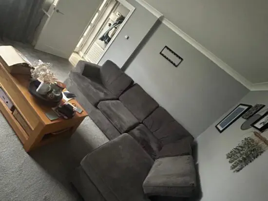 DFS Grey Orka Corner Sofa with Footstool