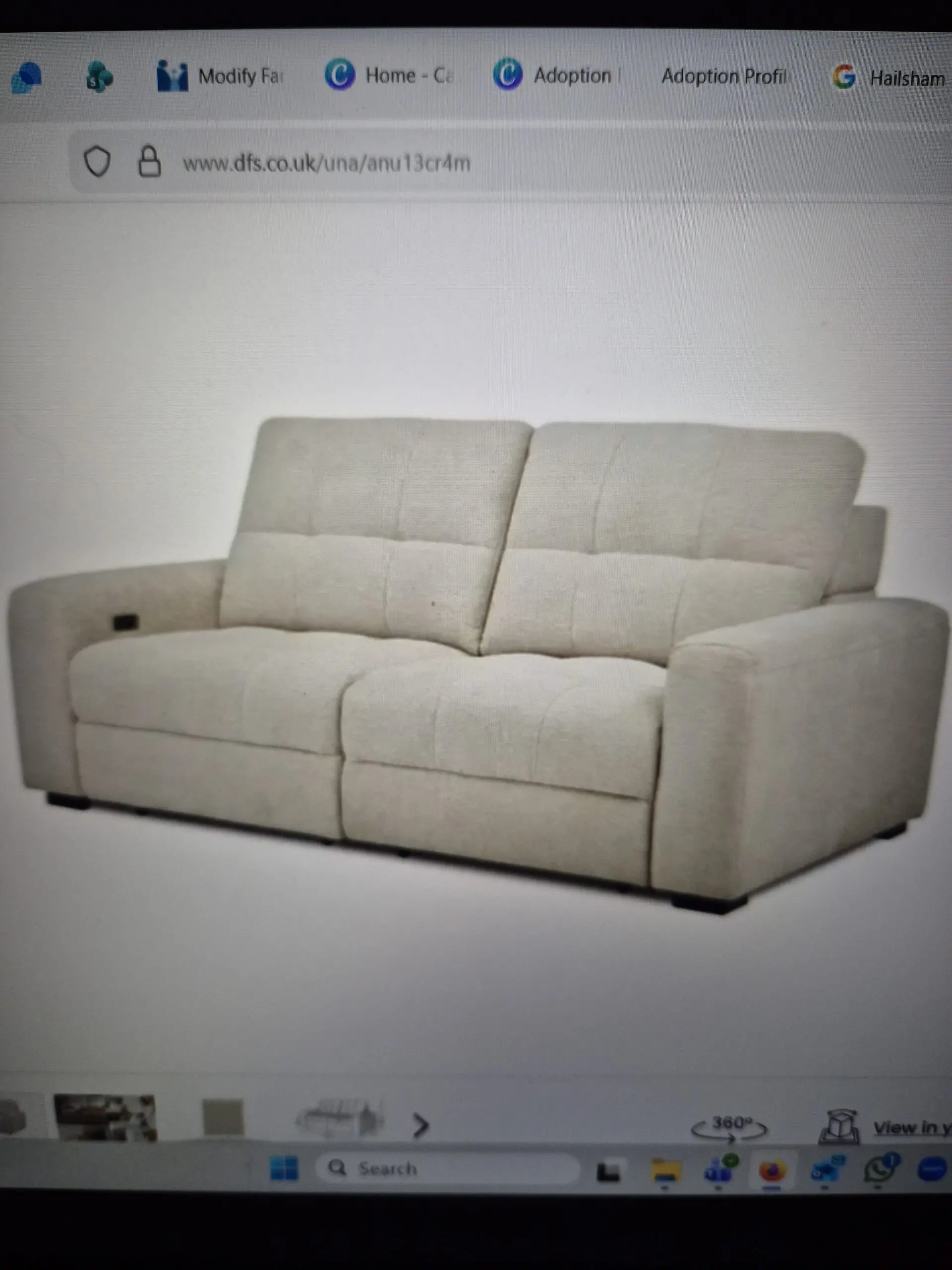 DFS Una Power Chaise 'Oyster' - 3 seater & Chair