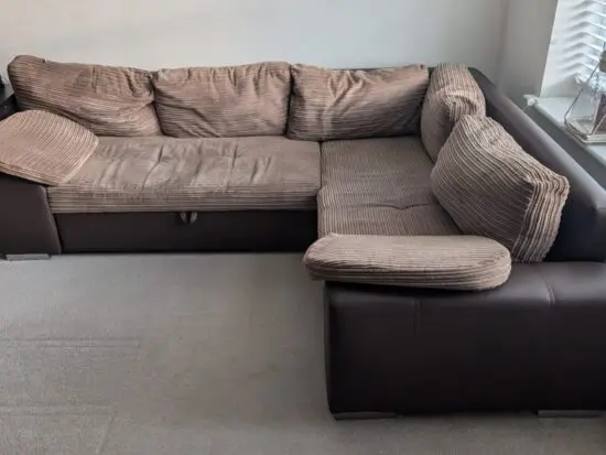 Wayfair Chocolate Brown corner sofa bed with storage space