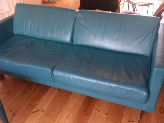 Blue leather sofa
