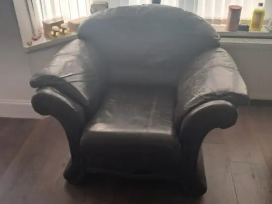 DFS Charcoal leather 2 & 1 seater