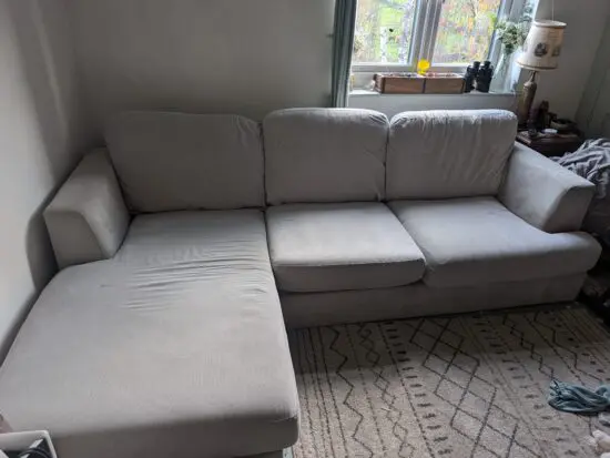 Grey dfs corner sofa with chaise - changeable side for chaise