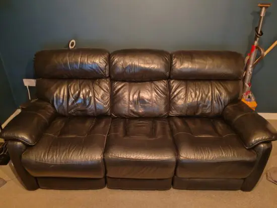 Black Leather recliner 3 seater sofa