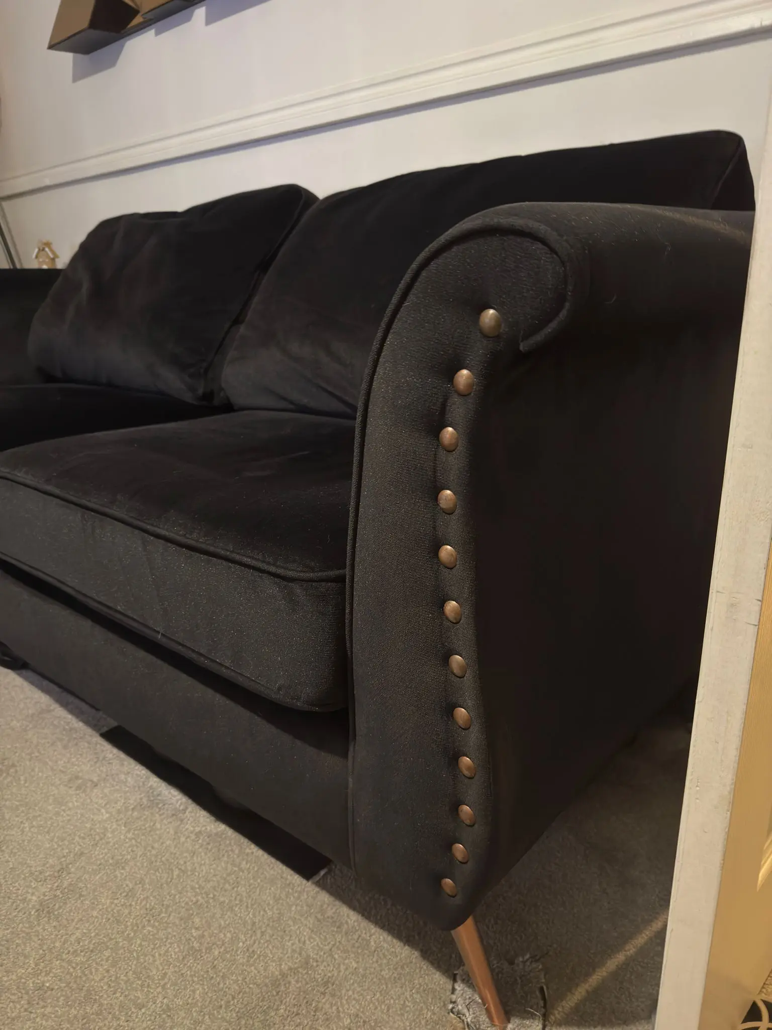 SCS Black Velvet Sofa