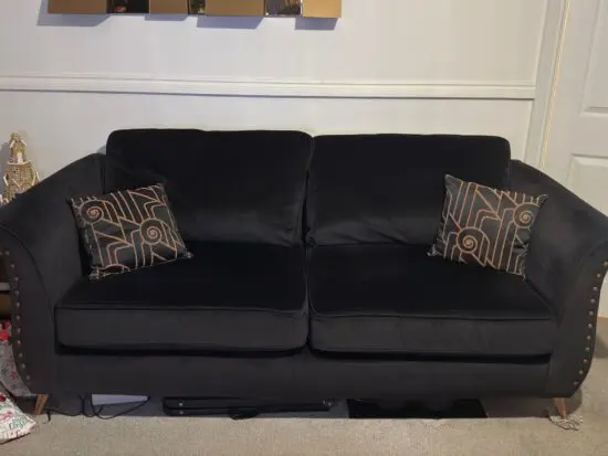 SCS Black Velvet Sofa