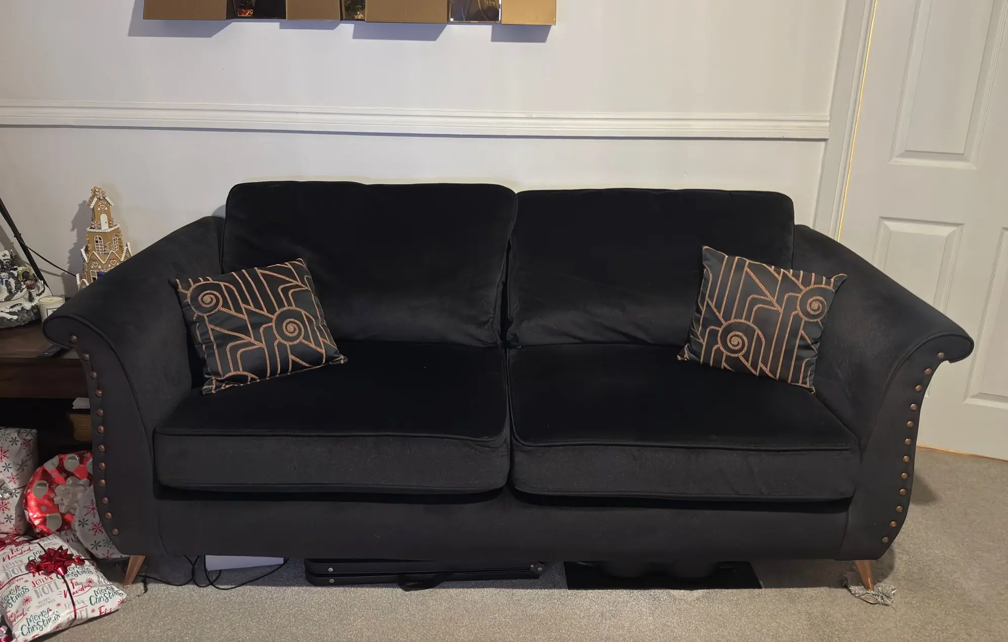 SCS Black Velvet Sofa