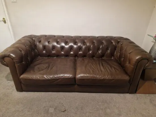 Chesterfield Style Leather Sofa Brown