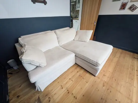 Collins and Hayes cream chaise sofa