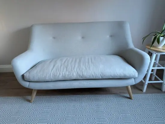 Loaf Berlin Sofa in Quail's Egg Clever Linen Compact Light Blue Duck Egg