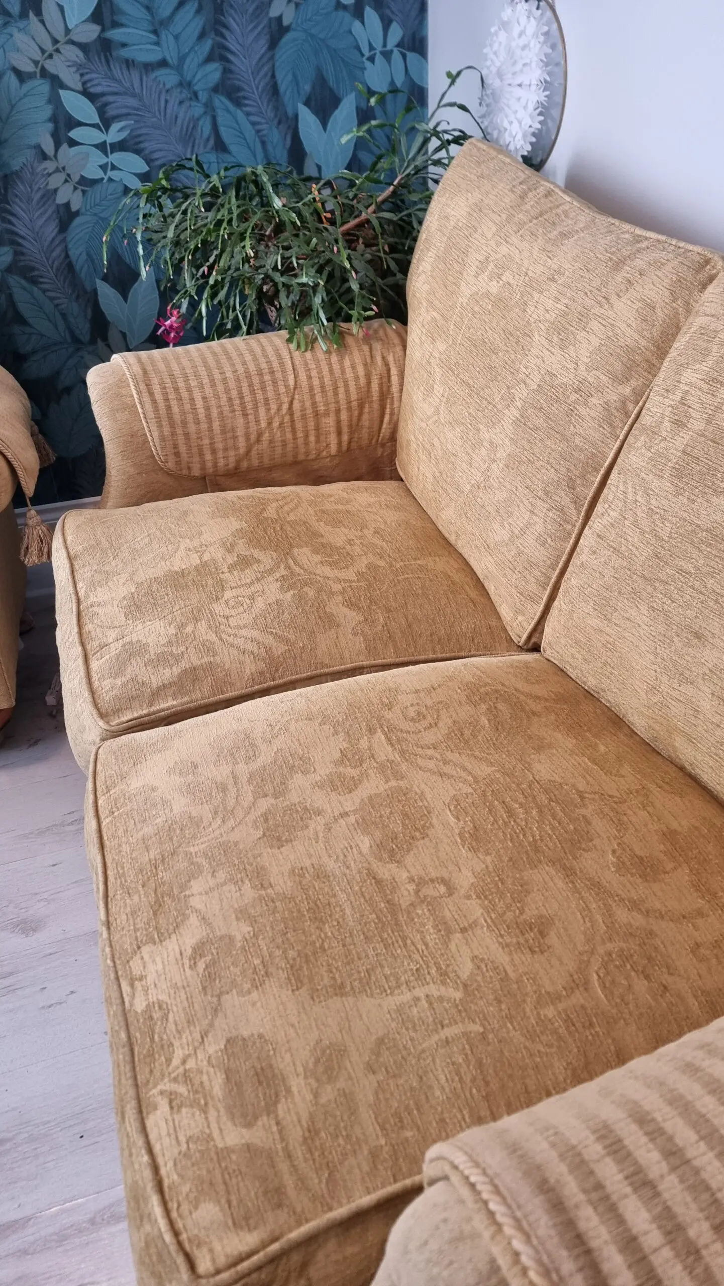 Gold/Yellow Sofa, Armchair and Storage Footstall