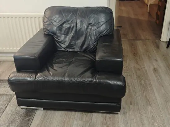 DFS 1 Seater Leather Black Sofa