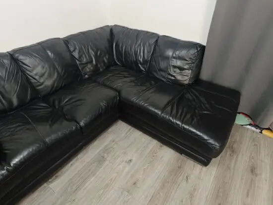 DFS Black Leather Corner Sofa + 2 Seater + 1 Seater