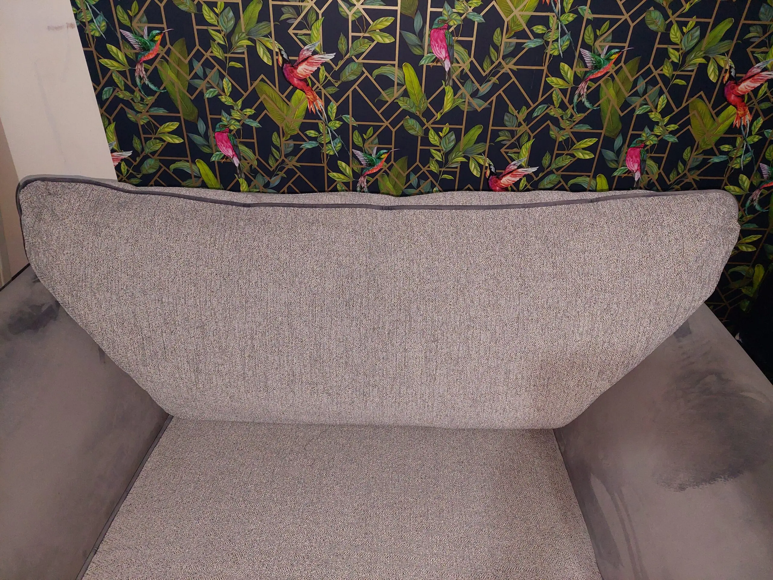 Grey SCS 3 Seater Sofa with scatter back cushions and matching Cuddle/Love Seat