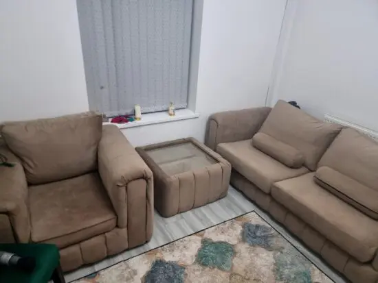 Brown suede sofa set