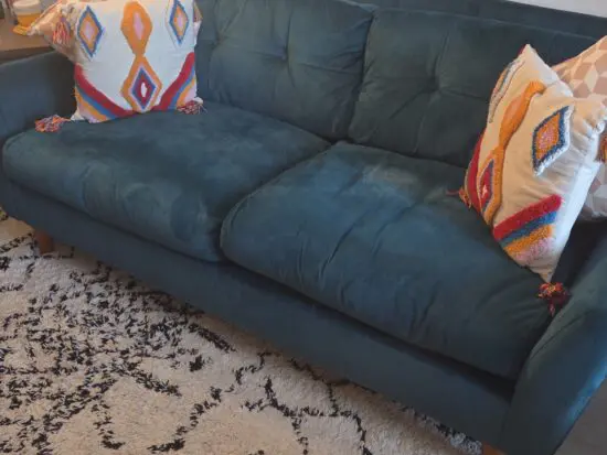 Dunelm velvet 3 seater sofa + Cuddle chair