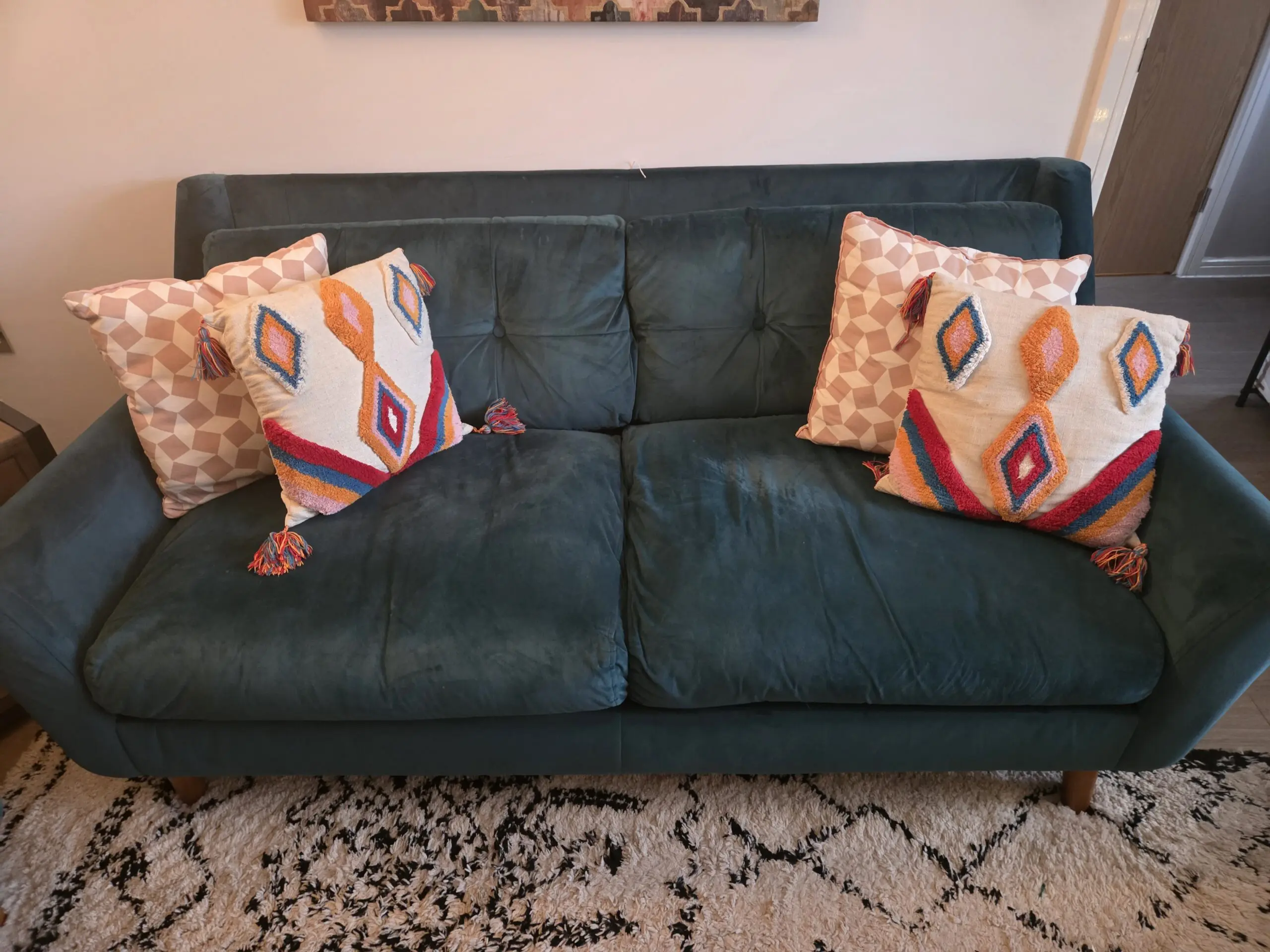 Dunelm velvet 3 seater sofa + Cuddle chair