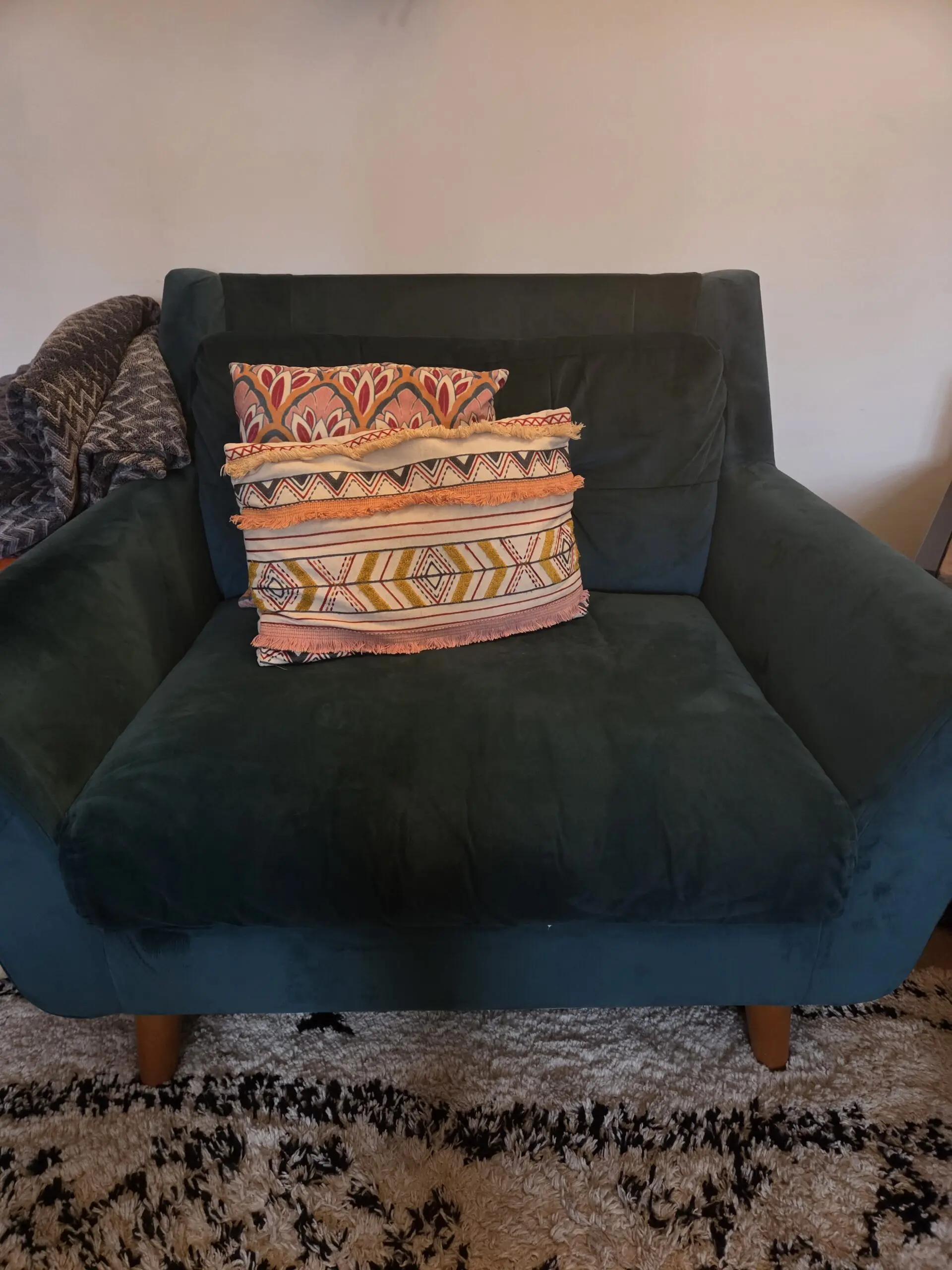 Dunelm velvet 3 seater sofa + Cuddle chair