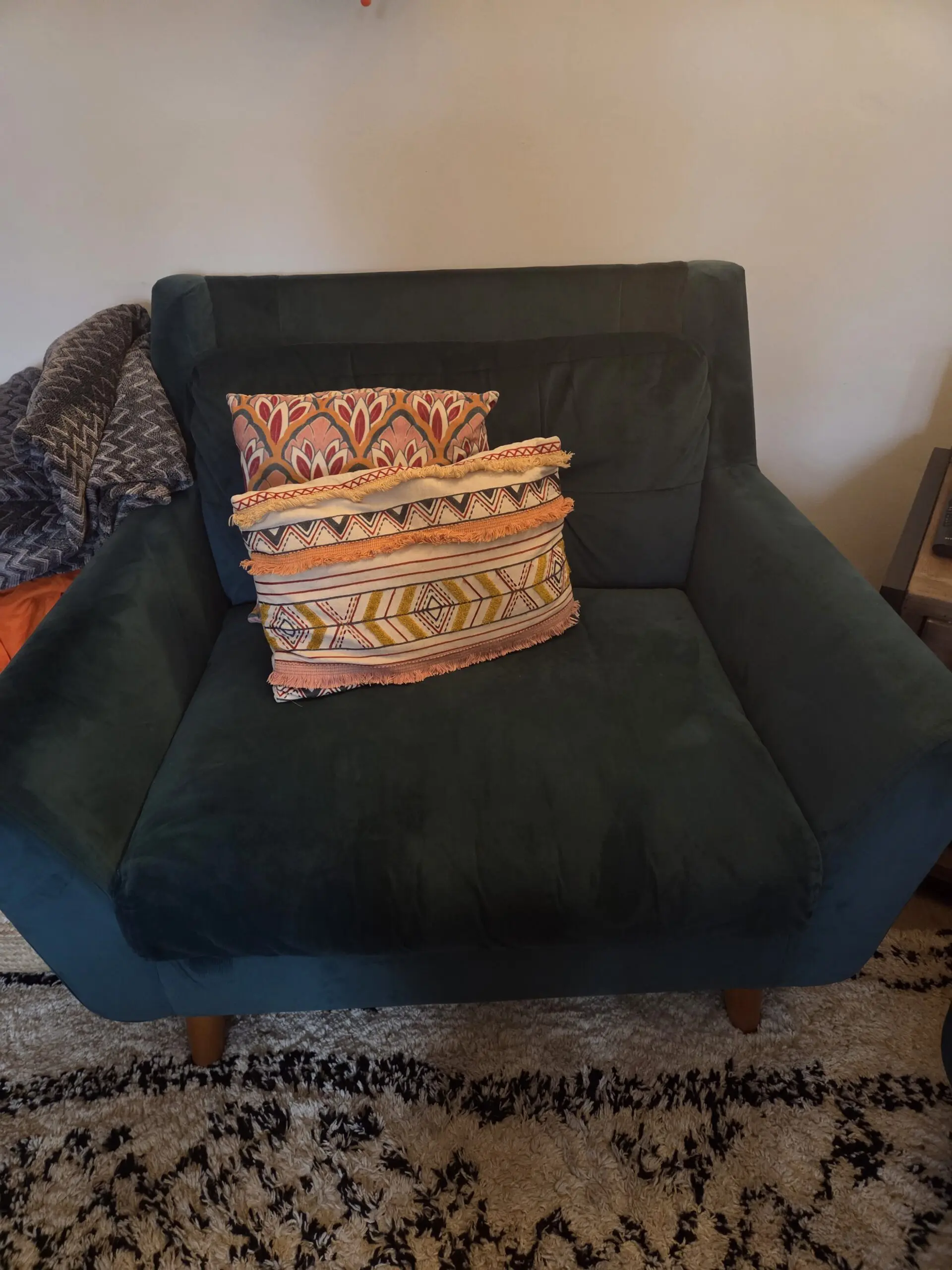 Dunelm velvet 3 seater sofa + Cuddle chair