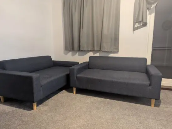Blue space saver sofas