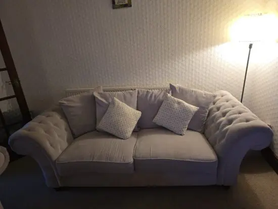One 3 seater and one 2 seater beige/ oatmeal colour sofas