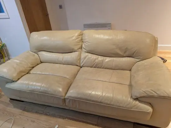 2 cream 3 seater sofas