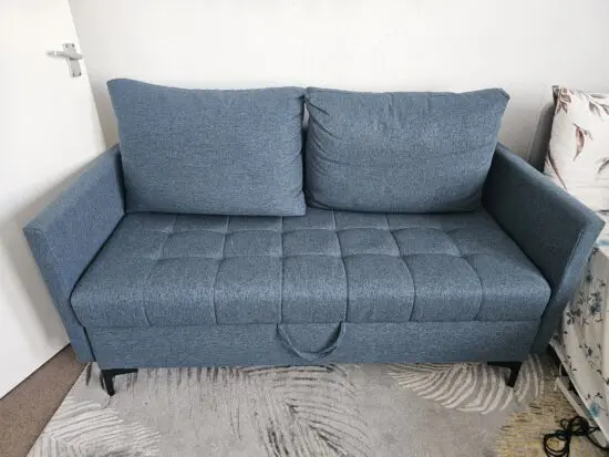 Jasmine 2 Seater Linen Blue Sofa with Storage